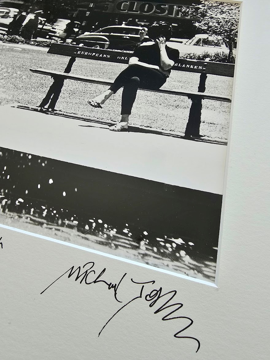 Johannesburg 1960s, lady sitting on whites only bench in a park near a fountain by Michael Joseph – Image 6