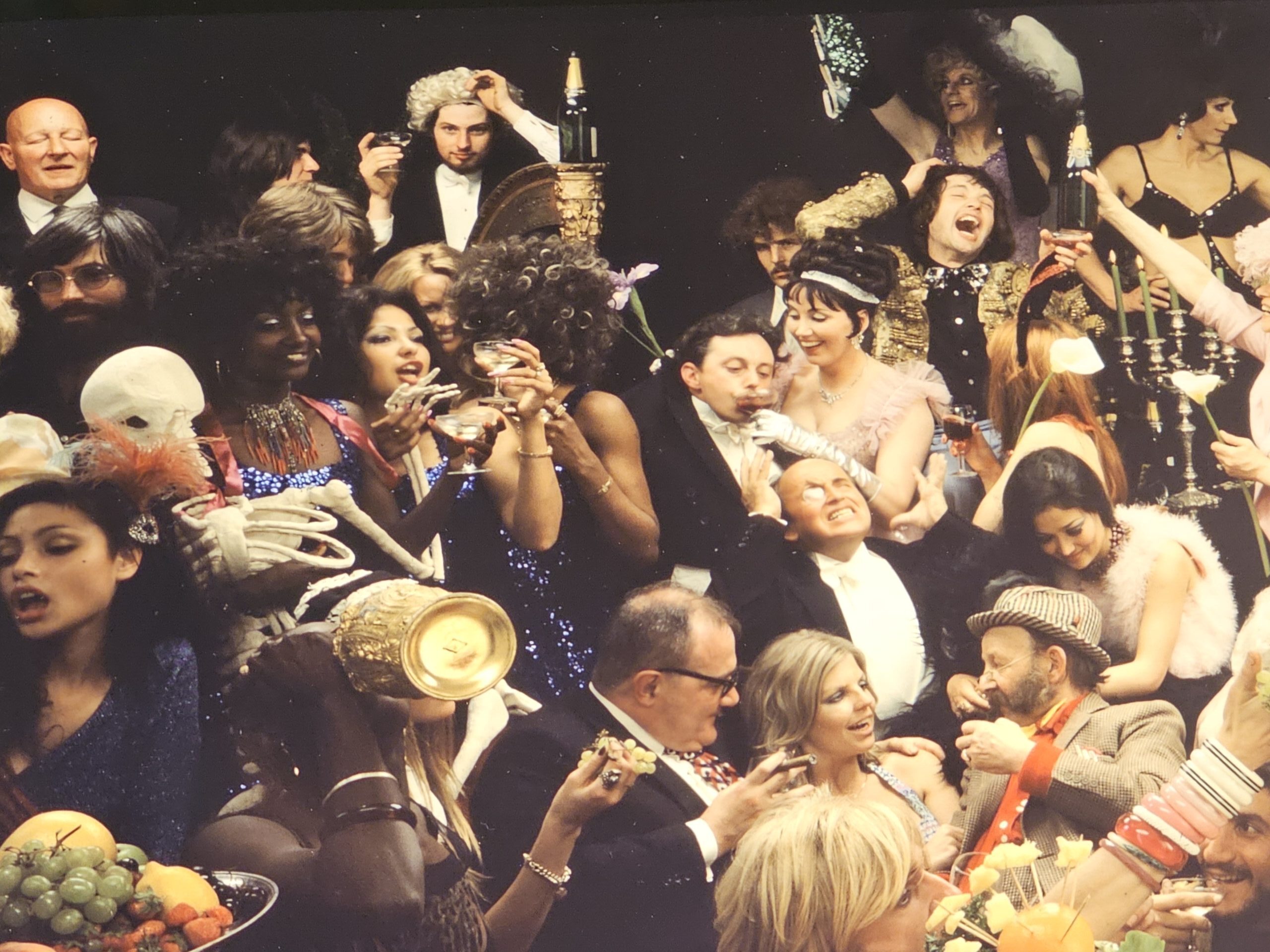 Fernet Branca orgie group shooting années 70, banquet insolite sixty people having a really great time, by Michael Joseph – Image 8