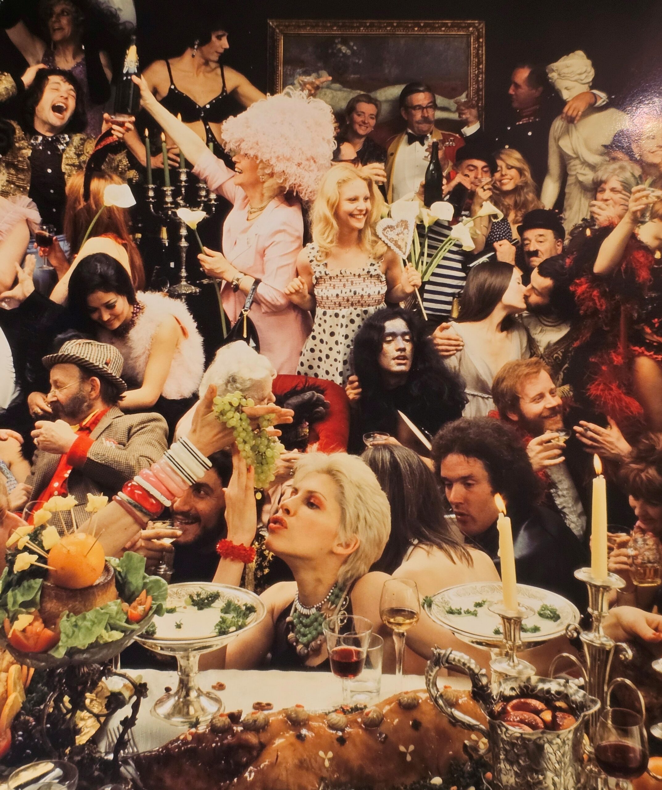 Fernet Branca orgie group shooting années 70, banquet insolite sixty people having a really great time, by Michael Joseph – Image 2