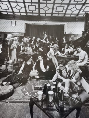 Tiddlywinks college students drinking Whitbread at Crystal Palace, the photographer's first ever orgy, by Michael Joseph