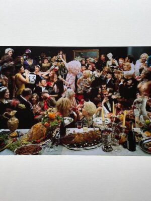 Fernet-Branca banquet orgie group photoshoot, unique Cibachrome print, people apparently having a really great time, by Michael Joseph