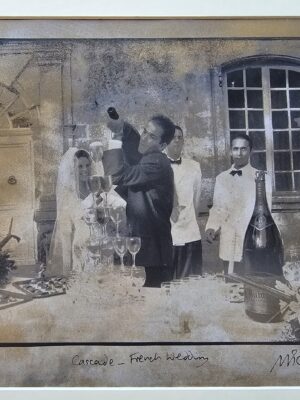 French wedding cascade artistic mariage darkroom print with gold splash effect original edition by Michael Joseph