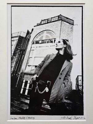 London model leaning, East End in the sixties, black and white darkroom print by Michael Joseph