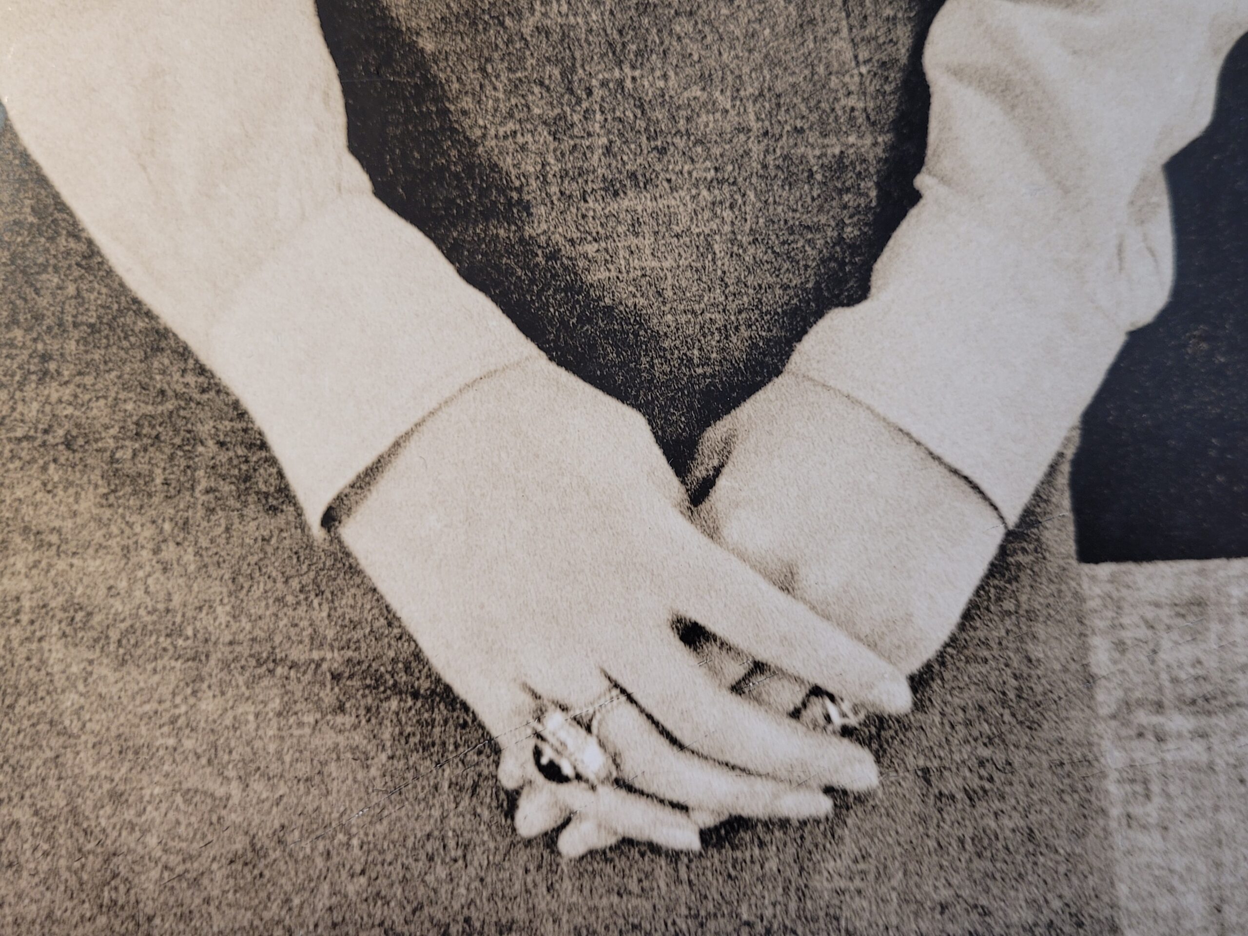 Pretty brunette with hat in front of geometric wallpaper, by Michael Joseph – Image 3