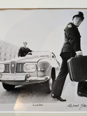 Test print for a Saab advert, pair of coppers by car in London's East End, authentic darkroom print by Michael Joseph