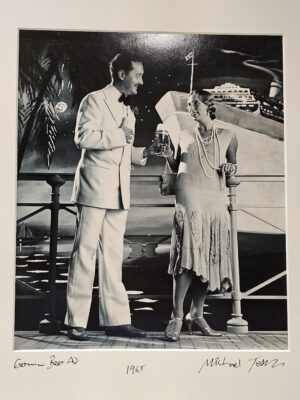 German beer ad - couple in thirties attire drinking Grenzquell in front of the Titanic, test print by Michael Joseph