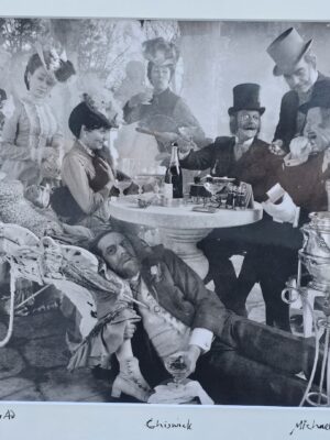 Drinking under the table - laminated test print for a champagne advert by Michael Joseph