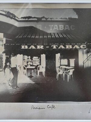 Bar tabac, arty print poetic version of a french cafe by Michael Joseph