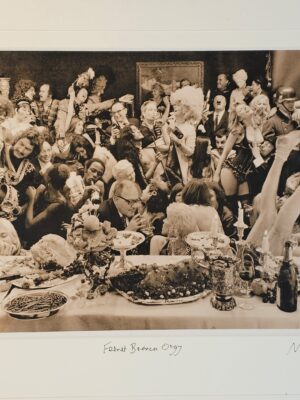 Fernet-Branca banquet group photo-shoot, sepia-toned Kodalith authentic darkroom print by Michael Joseph