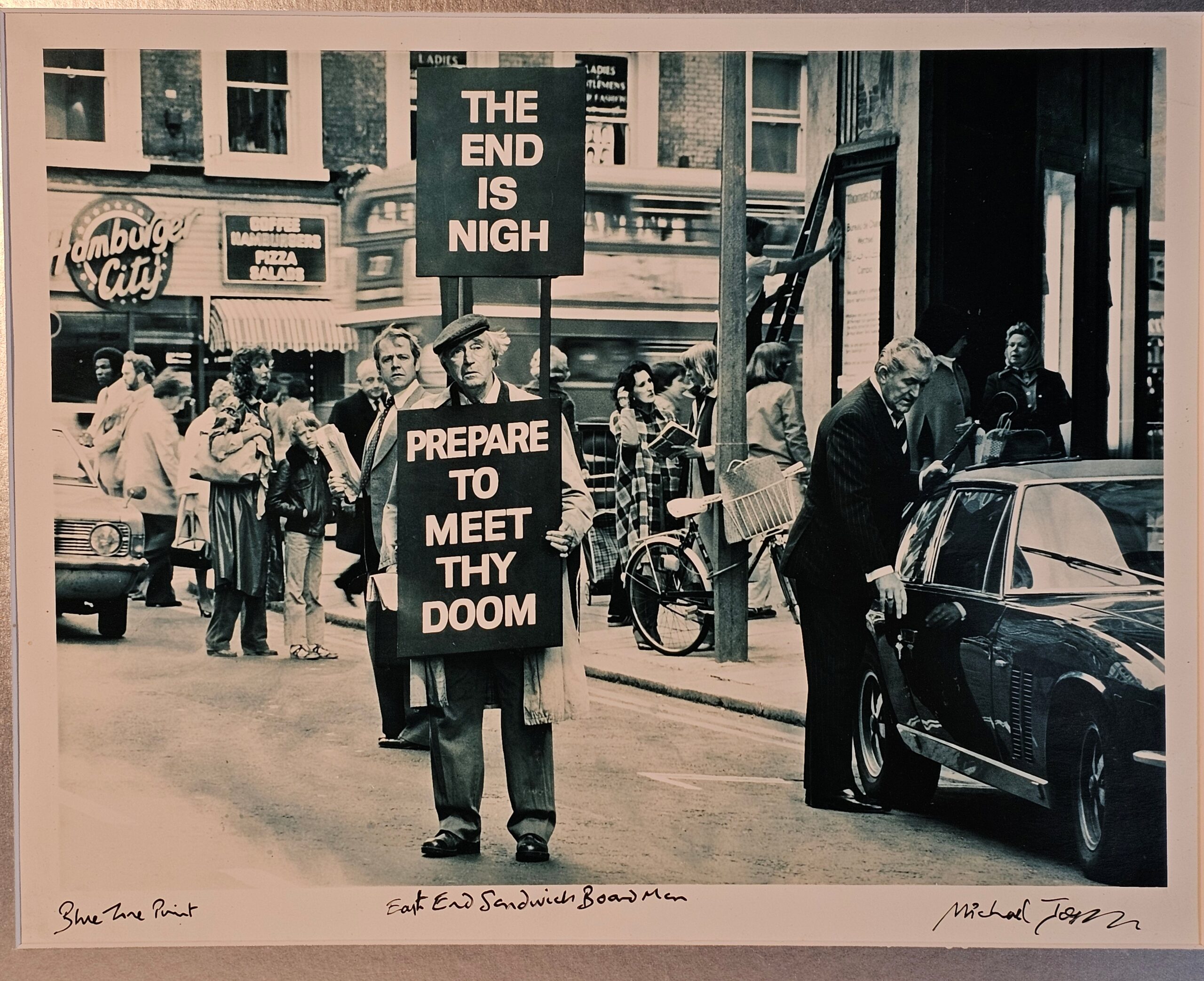 The end is nigh - prepare to meet thy doom, unusual sixties street scene by Michael Joseph