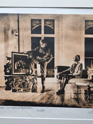 Michael with his mother in the ballroom with a portrait of his family, Kodalith test print by Michael Joseph