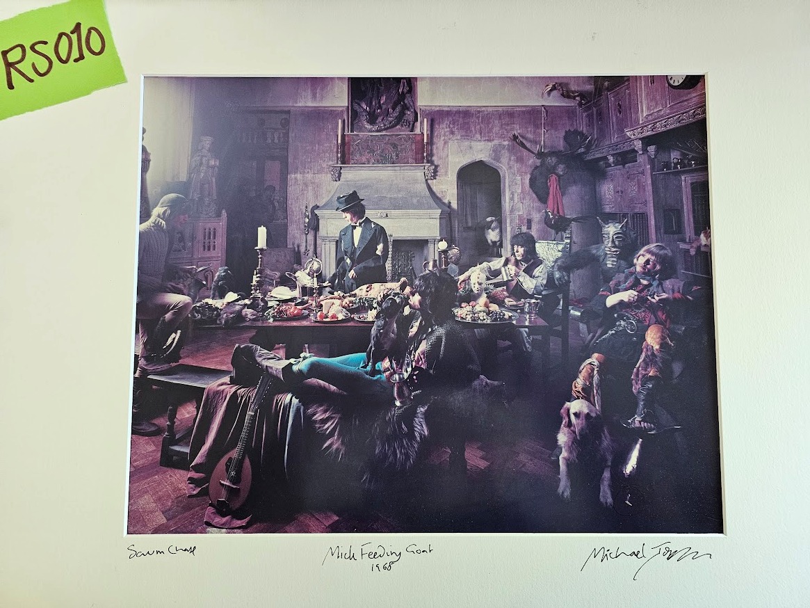 Mick Feeding Goat - Beggar's Banquet photo-shoot from 7th June 1968, featuring all of the Rolling Stones, by Michael Joseph