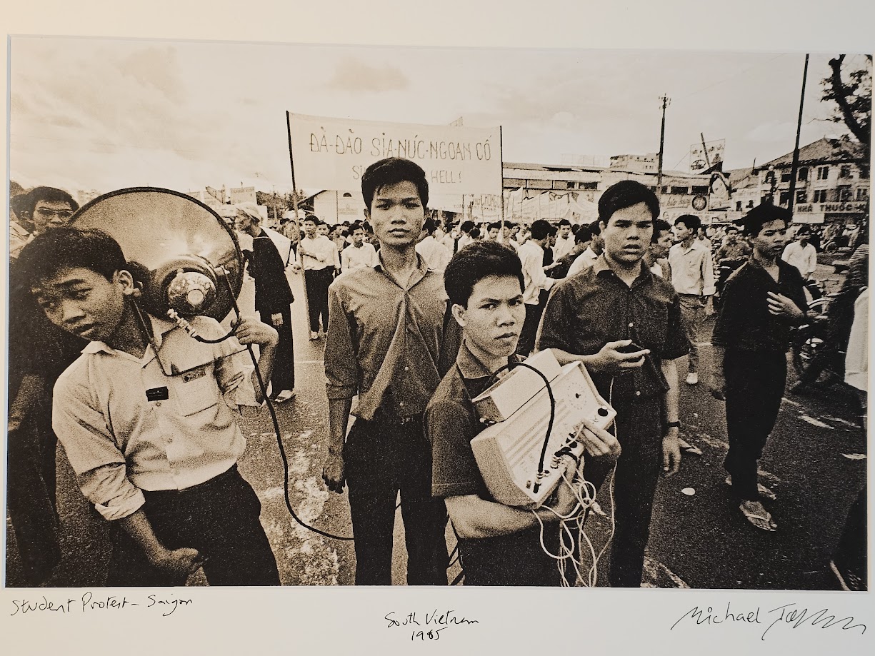 Saigon students at street protest, during Vietnam war by Michael Joseph
