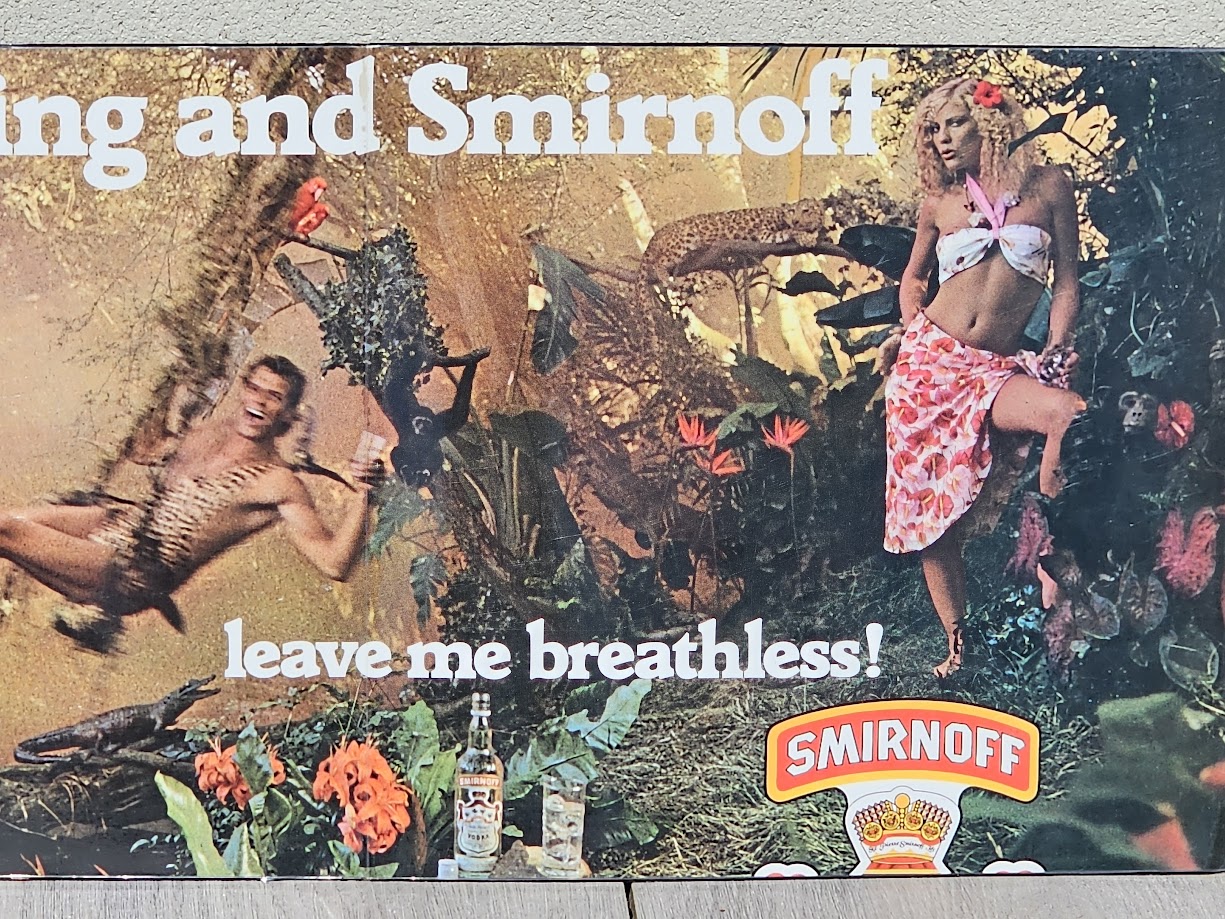 Swinging and Smirnoff, leave me breathless, Tarzan Jane vodka advert, lurking in the woods by Michael Joseph