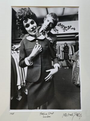 Sixties Couple in Clothes Shop, authentic black and white darkroom print, by Michael Joseph