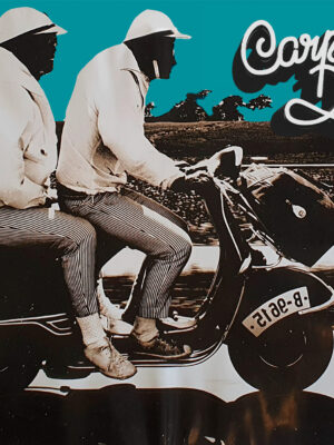 Bike rider Magnet, Motards Monochromes avec Carpe Diem écrit sur le ciel bleu