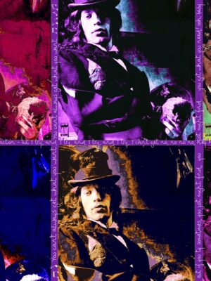 Magnet Mick Six times façon Warhol, Aimant photo par Michael Joseph - avec extrait de chanson Rolling Stones