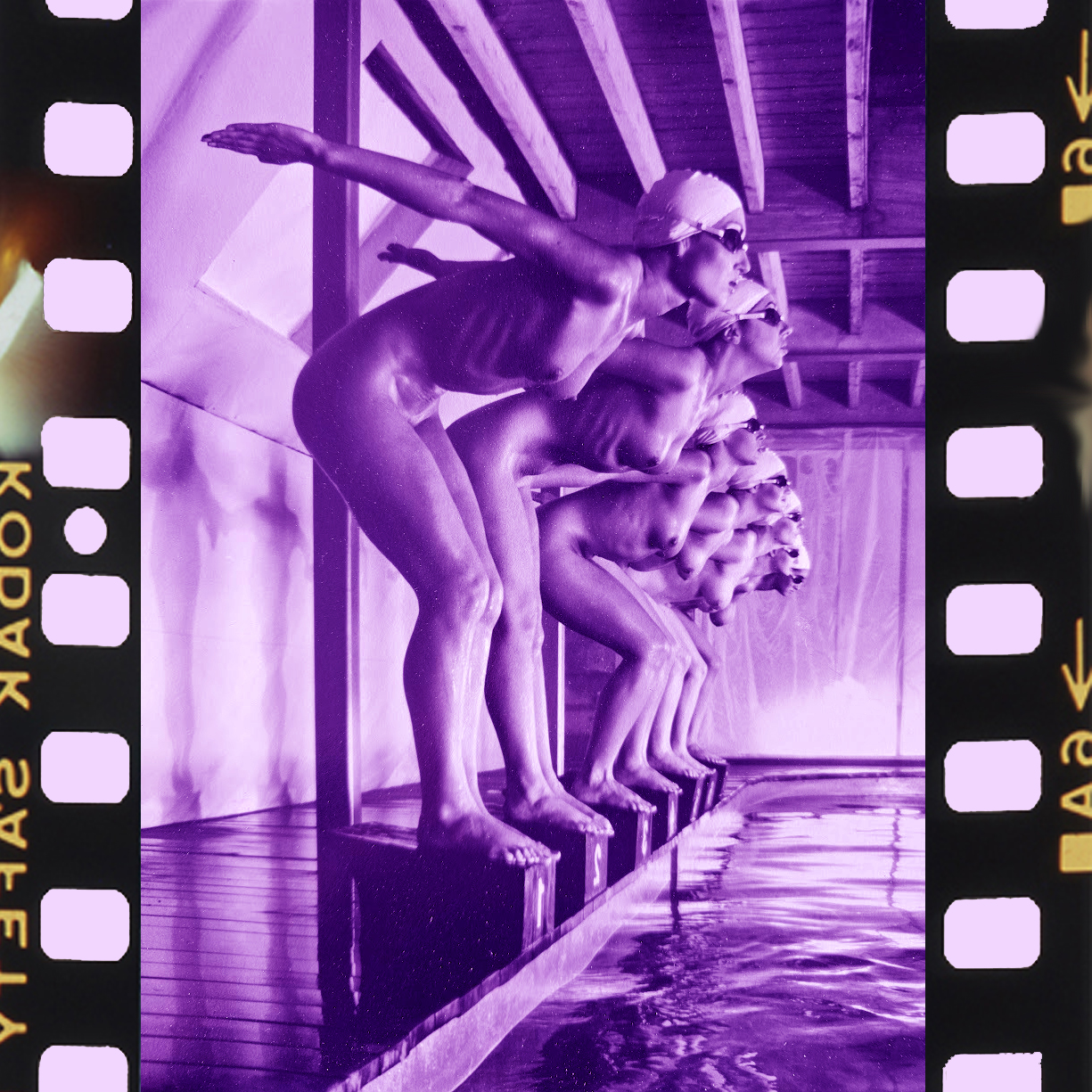 Prêt à plonger, Collection Nu mais pas grossier, Photographie publicitaire londonienne Carte postale de Michael Joseph