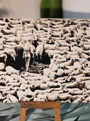 Woman in Wool, slightly warm-toned edition – glossy finish – print on aluminium